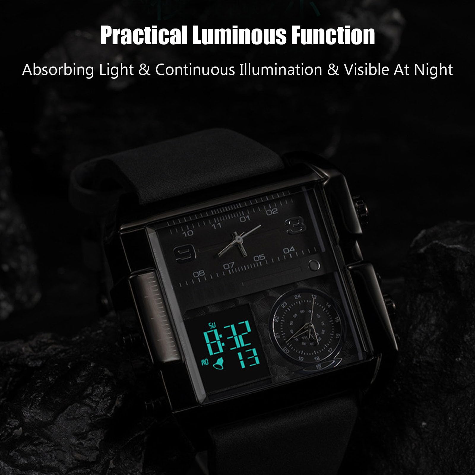 RORIOS Mens Digital Sports Watch Analog Quartz Wrist Watch with Alarm Luminous Sports Watch Men's Electronic Watches