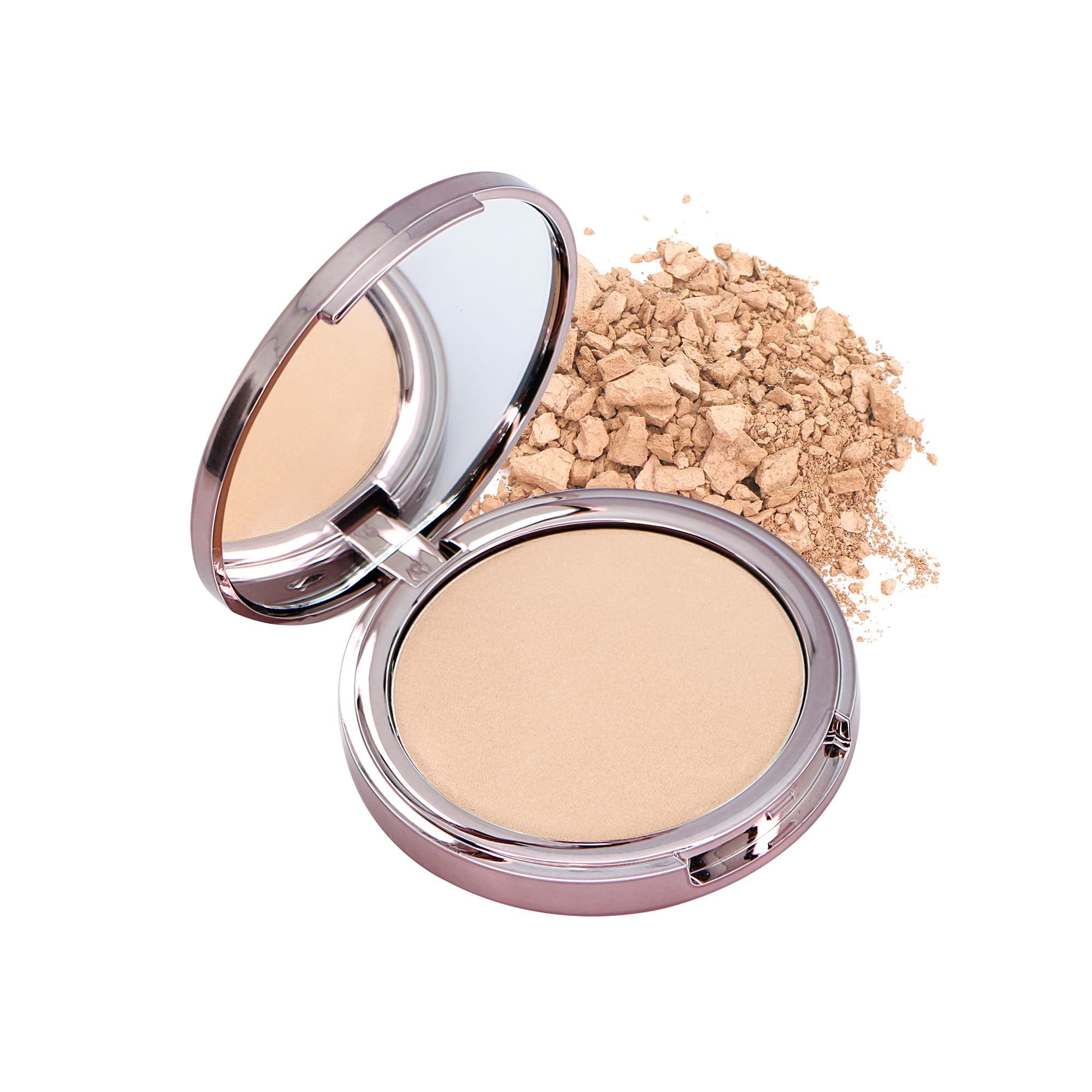 Girlactik USA. 2-in1 Compact Face Pressed Powder & Contour Bronzer. Weightless, Buildable Coverage. Velvet Finish. -Fair