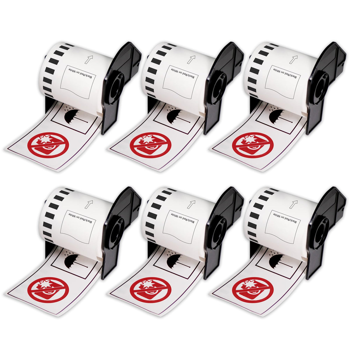 Betky - Continuous Black/Red on White Replacement Labels for Brother DK-2251 Printers (2-3/7 in x 50 ft), Use with Brother QL-800, QL-810W and QL-820NWB Printers [6 Rolls]