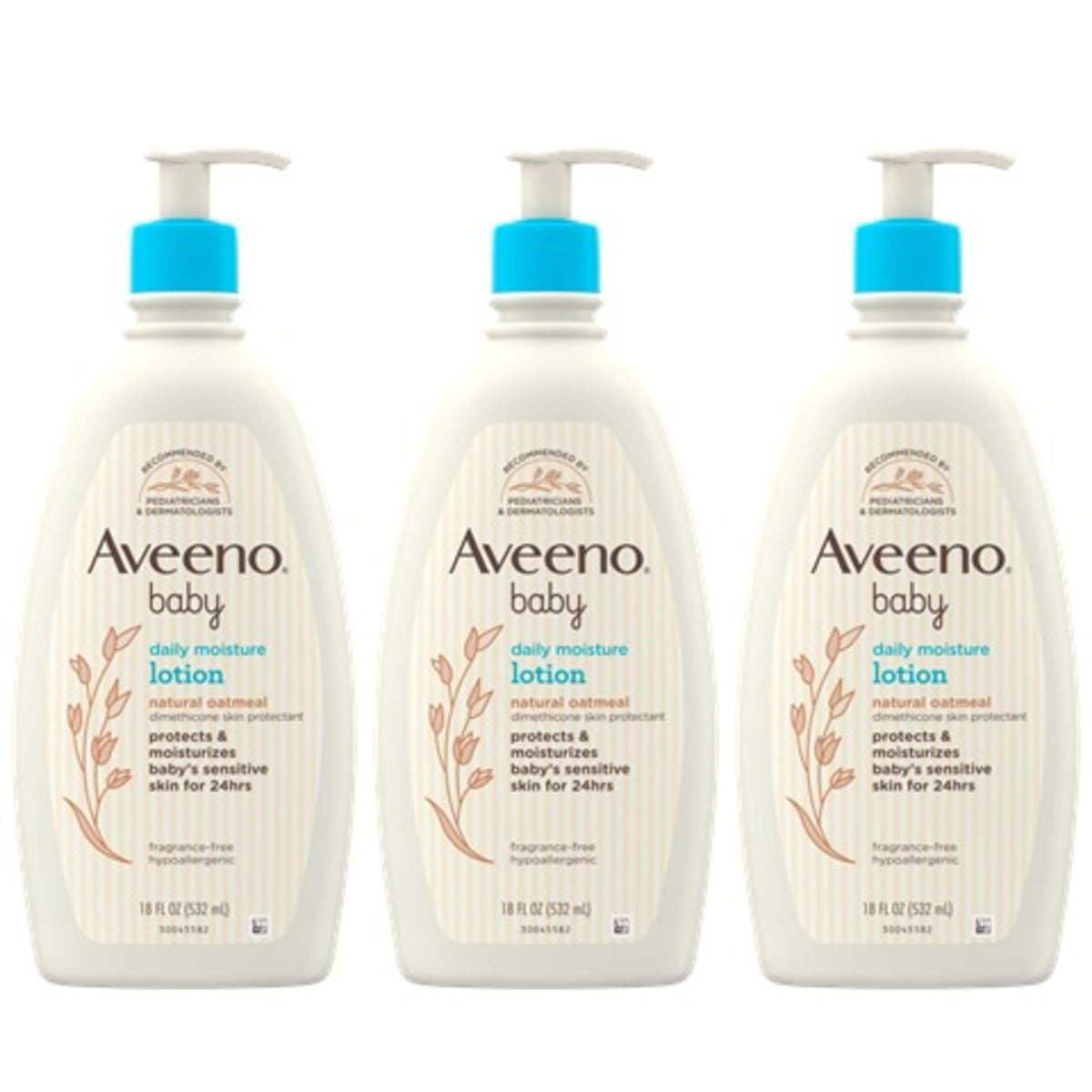 AVEENO BABY Daily Moisture Lotion With Colloidal Oatmeal &Amp; Dimethicone, 3 X 18 Fl. Oz, 54.0 Fl Oz (Pack Of 3)