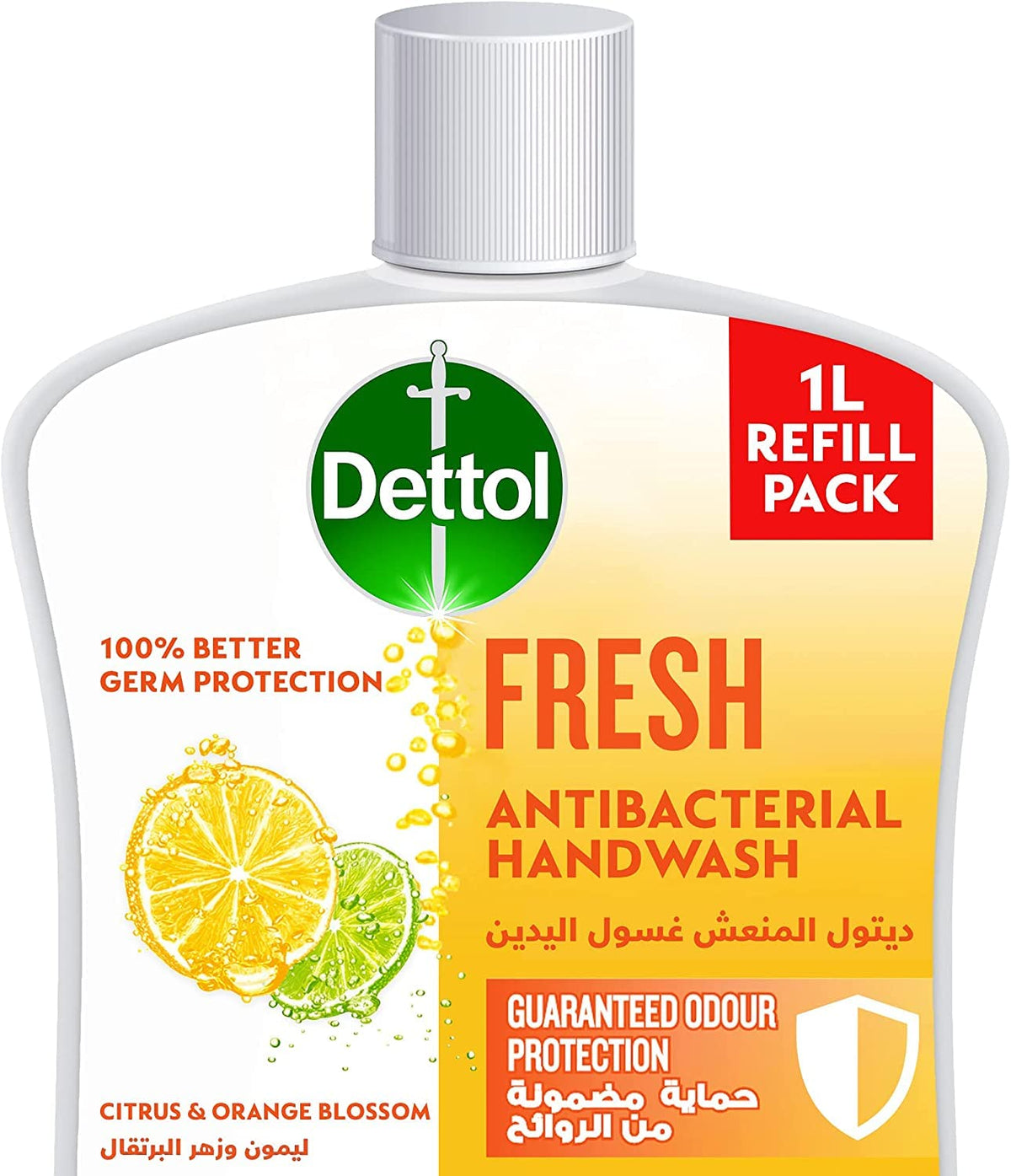 Dettol Fresh Hand Wash Liquid Soap Refill, Citrus & Orange Blossom, 1L, Pack Of 2