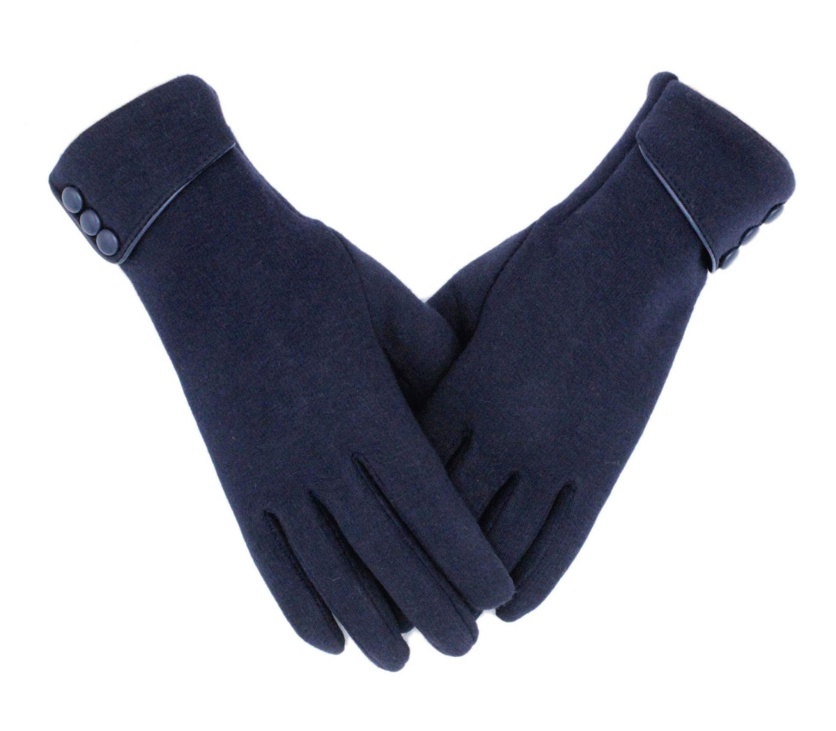 Tomily Womens Touch Screen Phone Fleece Windproof Gloves Winter Warm Wear - Navy Blue