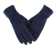 Tomily Womens Touch Screen Phone Fleece Windproof Gloves Winter Warm Wear - Navy Blue