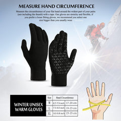 Veximind Winter Gloves for Men and Women - Upgraded Touchscreen Thermal Knit Gloves for Cold Weather, Running, Driving, Hiking - Black
