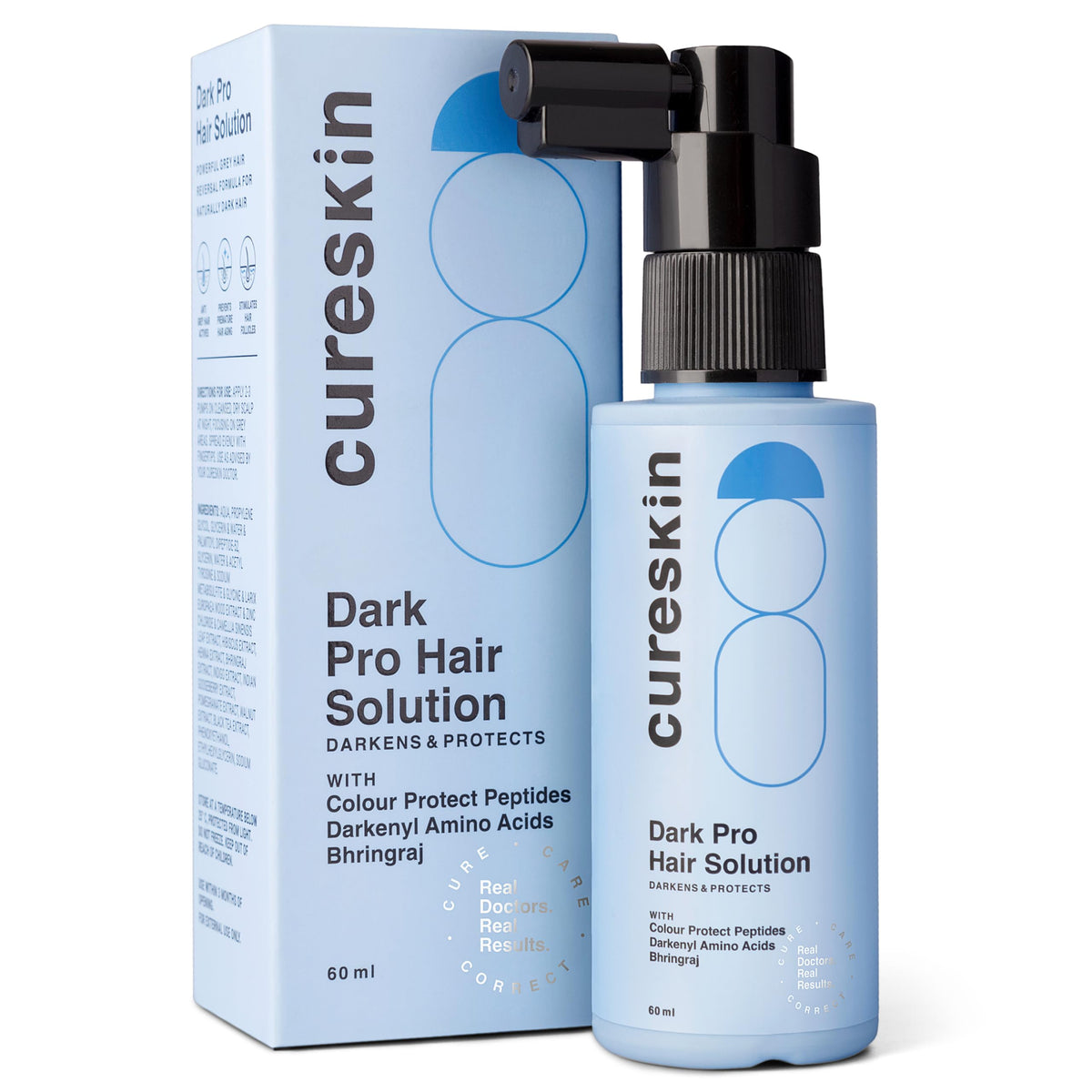 Cure Skin Anti-Gray Hair Serum | Reverses and Defines Hair Color | Dark Pro Hair Natural Hair Highlighting Solution