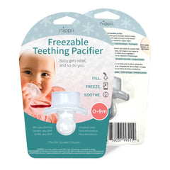 Nippii Freezable Teething Pacifier New Orthodontic Shaped ! (Clear)