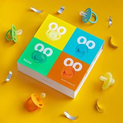 Love Noobs Pacifiers 0-6 Months, Baby Pacifier Starter Kit, Newborn Silicone Binky, Natural Rubber Pacifier 0-3 Months, Orthodontic Pacifier, Teething Pacifiers Soothers, 4 Pack, Baby Registry Gift