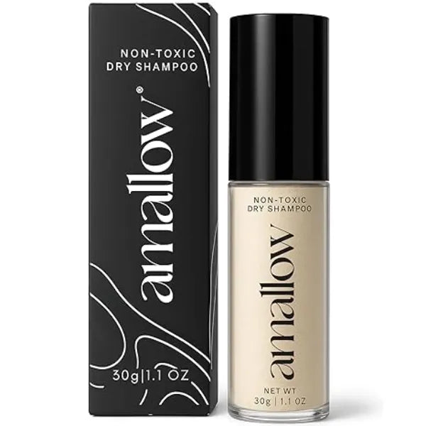 Amallow Non Toxic Dry Shampoo Powder With Organic Ingredients Arrowroot, Bentonite Clay, Aloe Vera, & Essential Oils No Talc, No Aerosol Men & Women Great For Travel