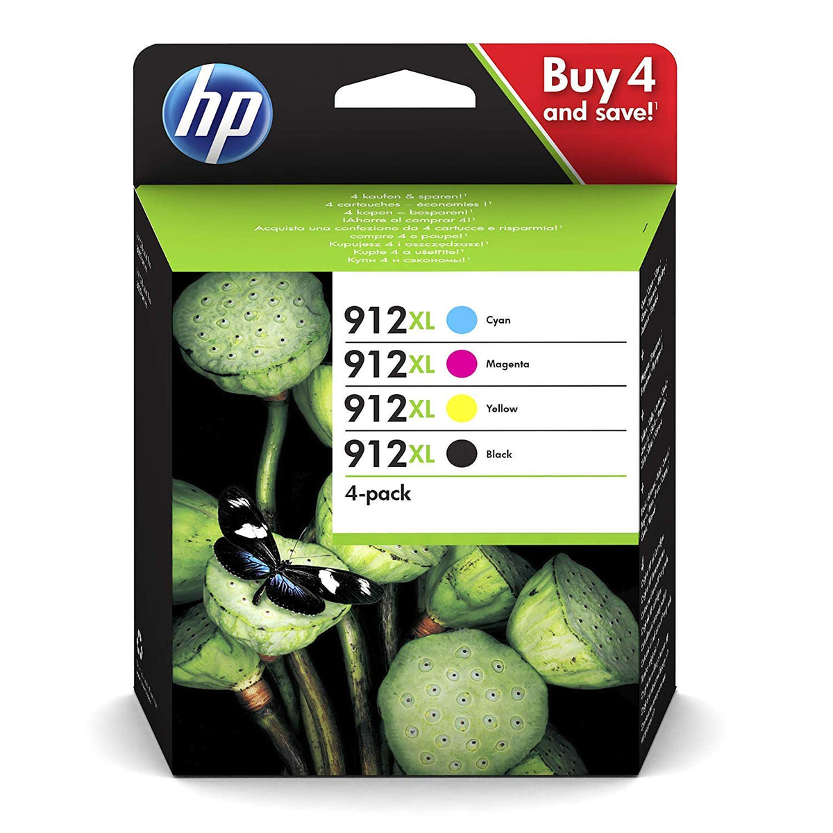 HP 912XL 3YP34AE Set of 4 Original Cartridges XL Fill for HP Officejet Pro 8010, 8012, 8014, 8015, 8020, 8022, 8023, 8024, 8025