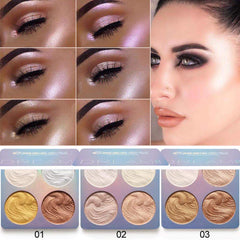 4 Color Highlight Powder Palette,Bloodfin Professional Shimmer Glitter Bronzer Highlighter Powder Palette Compact Highlighting Shimmering Powder for Women Girls