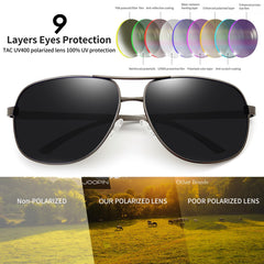 Joopin Polarized Sunglasses for Men, Classic Military Rectangular Sun Glass with Metal Frame UV Protection