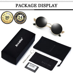 Joopin Steampunk Round Sunglasses - Metal Frame, 100% UV Protection (B02-Gold Black)