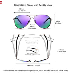 ROCKNIGHT Polarized Aviator Sunglasses for Men Women Metal Flat Top Sunglasses lightweight Driving UV400 Outdoor 58mm