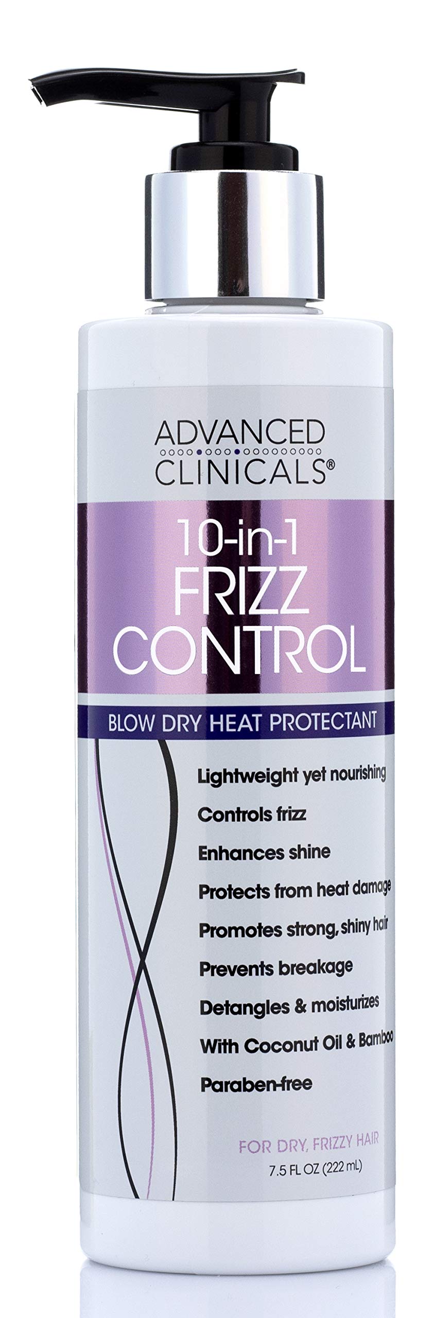 Advanced Clinicals 10-in-1 Anti-Frizz & Heat Protectant Moisturizing Hair Cream with Coconut & Bamboo Strengthens & Detangles Dry & Damaged Hair DEA, Paraben, Sulfate & Color Safe 240ml