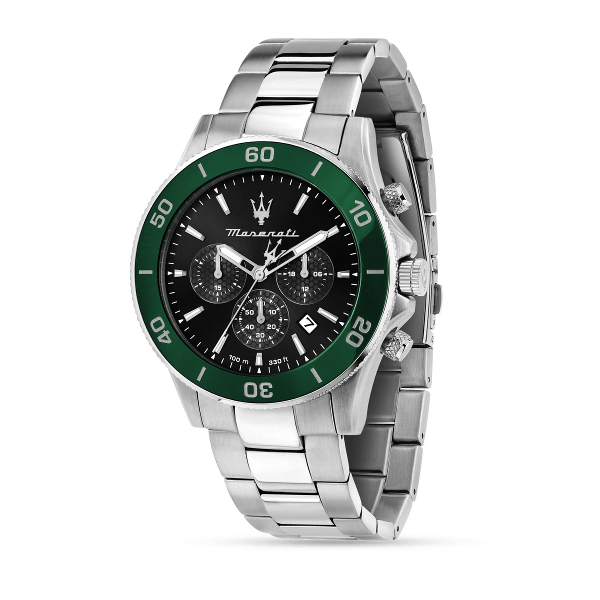 Maserati Lifestyle Chronograph Date Small Seconds Analog Dial Color Black Watches for Men - R8873600008 - Green, Silver
