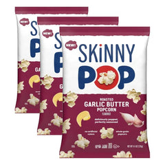 SkinnyPop Roasted Garlic Butter Popcorn, Whole Grain Gluten-Free Snack, 4.4 oz Bag (Pack of 3)