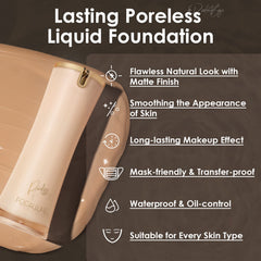 FOCALLURE PerfectBase Lasting Poreless Liquid Foundation, Medium to Full Coverage with Matte Finish, Covers Blemishes & Under-Eye Circles for All Skin Types, YL13 NUDE