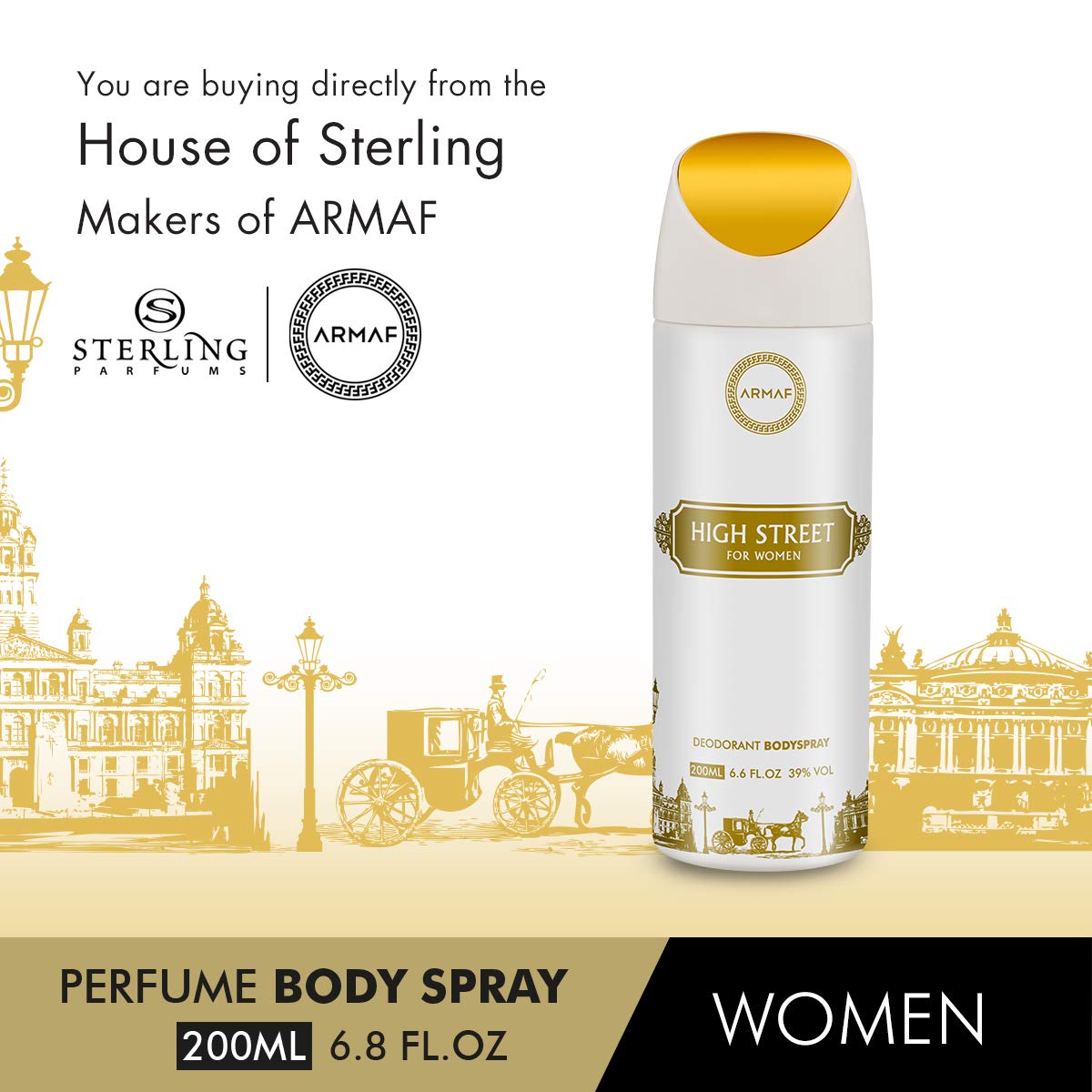 High Street for Women, Perfume Body Spray, Deodorant For Her - 200ml (PACK OF 6) By ARMAF, From The House of Sterling