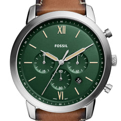 Fossil FS5963 Neutra Chronograph Tan Eco Leather Watch for Men, Silver, 21 mm Size, Brown