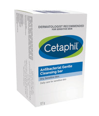 Cetaphil Antibacterial Gentle Cleansing Bar, Daily Face & Body Wash for Men & Women, Dry and Sensitive Skin, Unscented, 127g