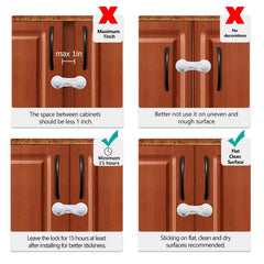 ECVV 6-Pack Baby Safety Locks Child Safety Locks Baby Proof Cabinet Latches Childproof Drawer Latches 3M Adhesives Multi-Purpose for Furniture Kitchen Cupboards Fridge Closet-White