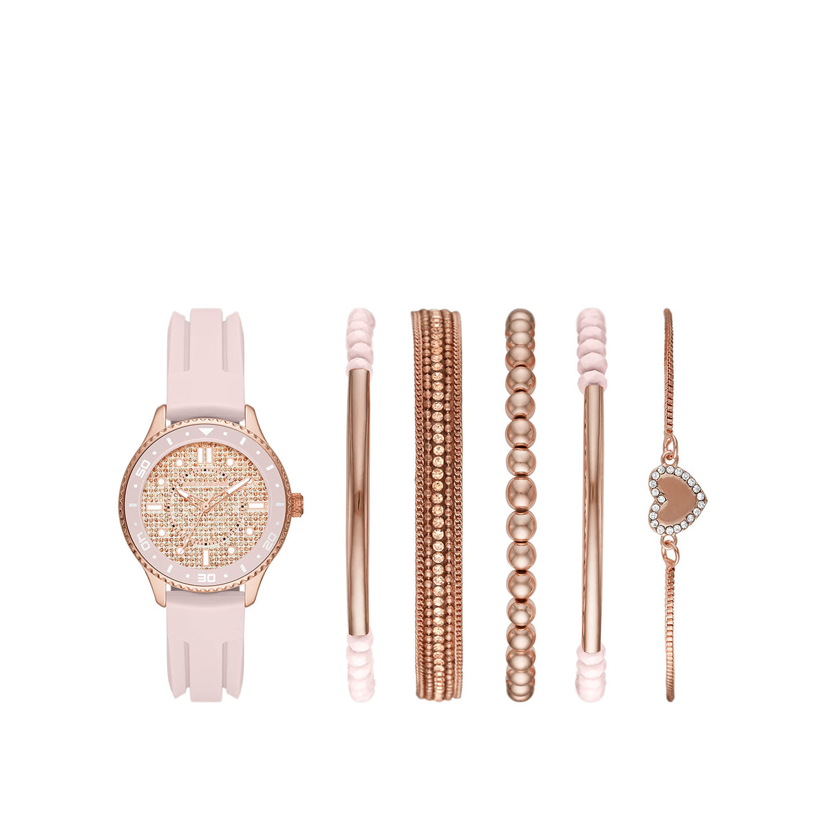 Skechers Women's Quartz Watch Gift Set - Pink Rose Gold Set