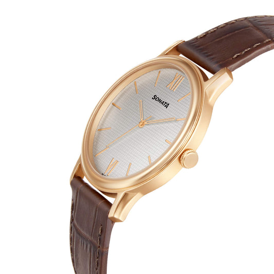 Sonata Silver White Dial Analog watch For Men-NR7128WL02