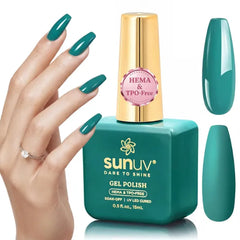 SUNUV 15ml Hema Free TPO Free Gel Nail Polish, Soak Off UV/LED Nail Gel Long Lasting Gel Polish, High Gloss, Salon Quality Nail Art Manicure, Ideal DIY Home Gift for Women-Abyss Green