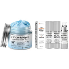 HealthyDerm Copper Peptides Blue Balm Tallow Moisturizer (2 oz) + Super Vitamin C Serum (1 oz × 3) — Consistent Routine for a More Uniform-Looking, Comfortable Complexion