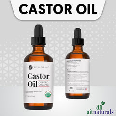 Aitnaturals Organic Castor Oil 60ml Eyelash & Eyebrow Growth Serum | Nourishing Hair, Skin & Nail Treatment | Promotes Hair Growth & Conditions | Cold Pressed & Hexane free | 100% Pure & Hexane-Free