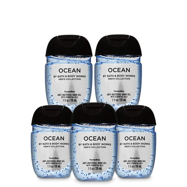 Bath & Body Works PocketBac Hand Sanitizer Gel Ocean For Men 5pc Bundle