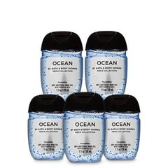 Bath & Body Works PocketBac Hand Sanitizer Gel Ocean For Men 5pc Bundle