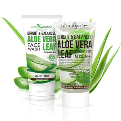 Urban Hydration Aloe Face Wash & Gel Moisturizer Bundle | Hydrating, Acne-Fighting, Lightweight, Smooth Skin | For All Skin Types | Bright & Balanced Skincare Duo | 6oz + 2.5oz