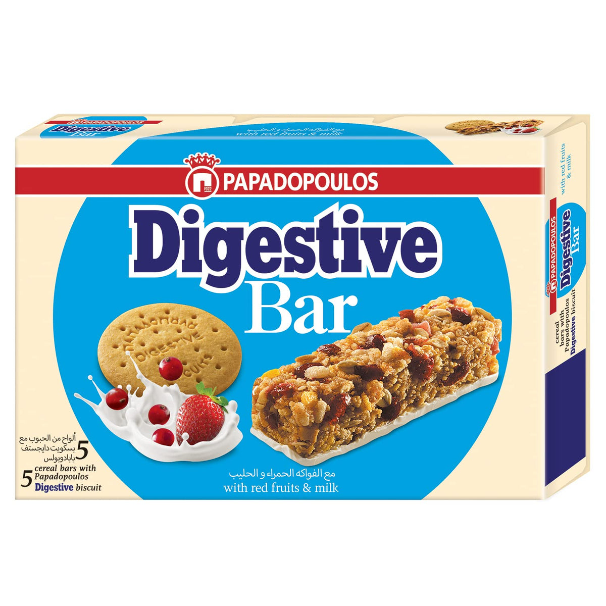Papadopoulos Digestive Bar with Fruits and Milk - 28g (Pack of 5)