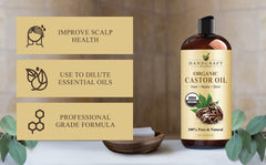 Handcraft Blends Organic Castor Oil - 16 Fl Oz - 100% Pure and Natural - Premium Grade Oil for Hair Growth, Eyelashes and Eyebrows - Carrier Oil - Hair & Body Oil - Expeller-Pressed