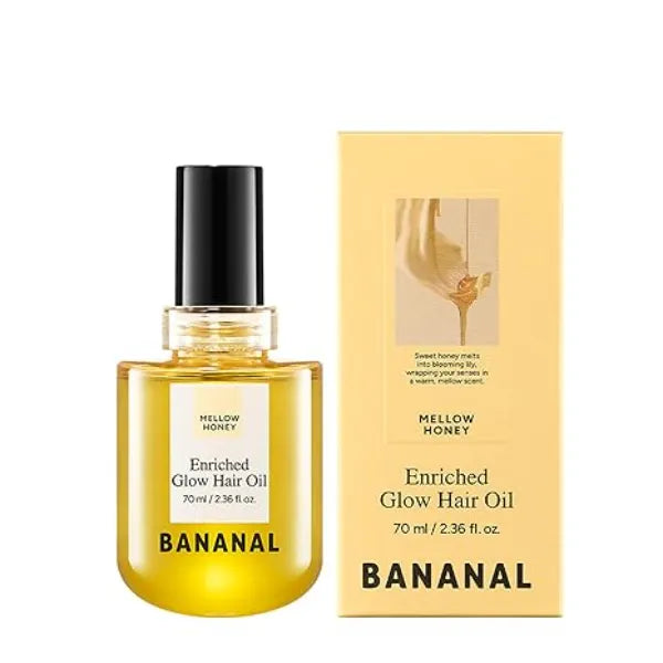 BANANAL Enriched Korean Bonding Hair Oil & Serum for Glow & Shine, Hair Perfume with Rice Water Protein, Silk & Beeswax, Lightweight Frizz Care, Mellow Honey, 70ml 2.36 fl oz