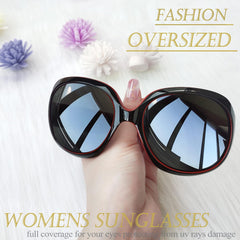 Joopin Polarized Sunglasses for Women, Ladies Big Frame Polarized Eyewear UV400 Protection Driving Fishing - Black Red