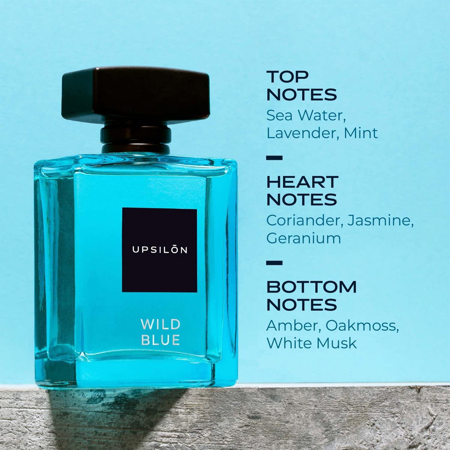 UPSILON Wild Blue Eau De Parfum Premium Long Lasting Fresh & Powerful Fragrance Spray Travel Friendly Luxury Parfum Scent | Men’s Perfume | 100ml - Pack Of 1