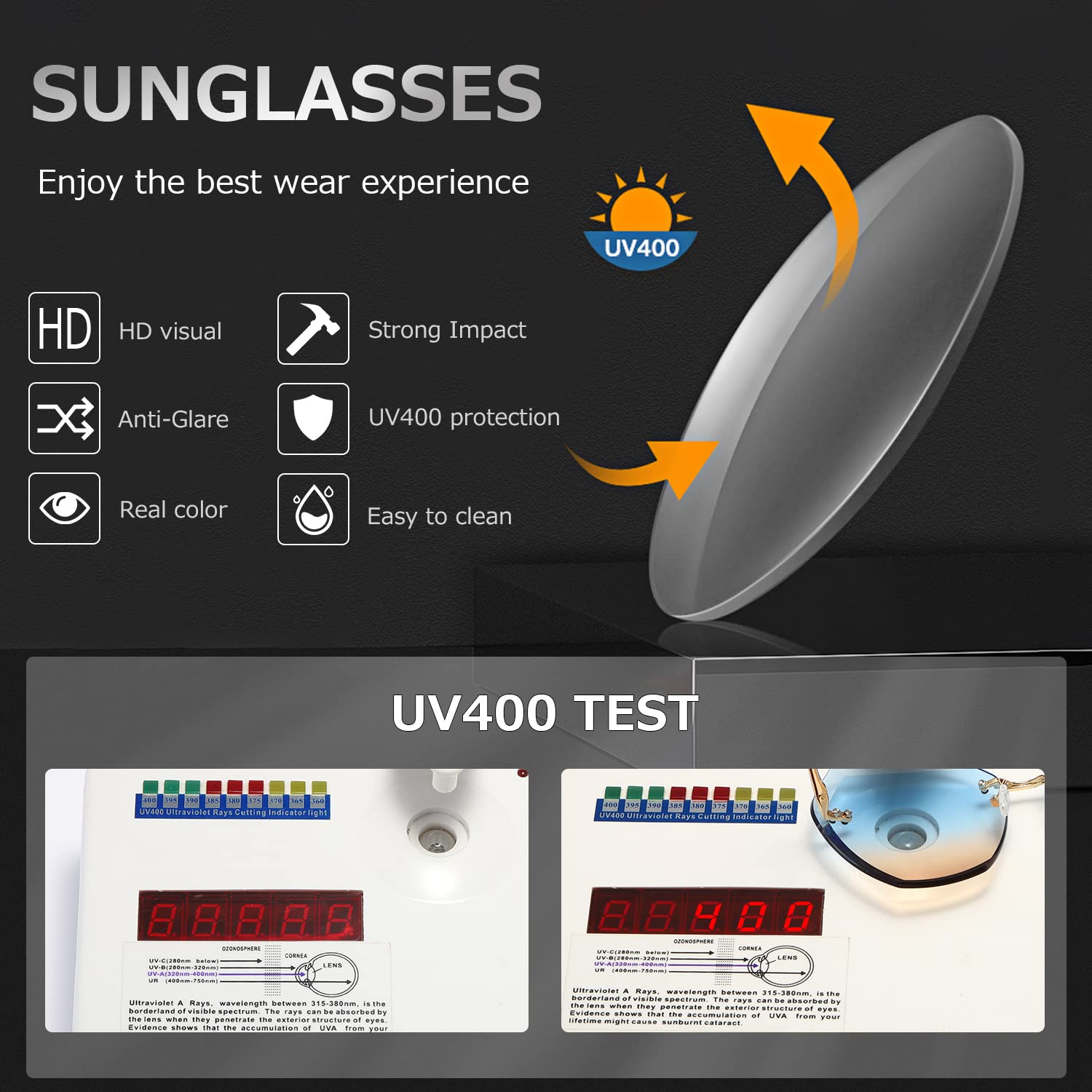 AEVOGUE Oversized Rimless Diamond Cutting Sunglasses for Women (AE0534) - Blue/Brown