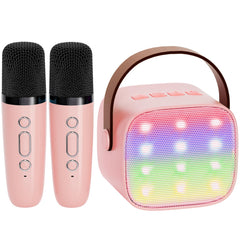 Mini Karaoke Machine for Kids Adults, Portable Bluetooth Speaker with 2 Wireless Microphones,18 Pre-Loaded Songs Toys Birthday Gifts for Girls 4, 5, 6, 7, 8+ Years Old Toddler Teens - MULTICOLOR