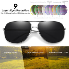 Joopin Polarized Sunglasses for Men, Classic Military Rectangular Sun Glass with Metal Frame UV Protection