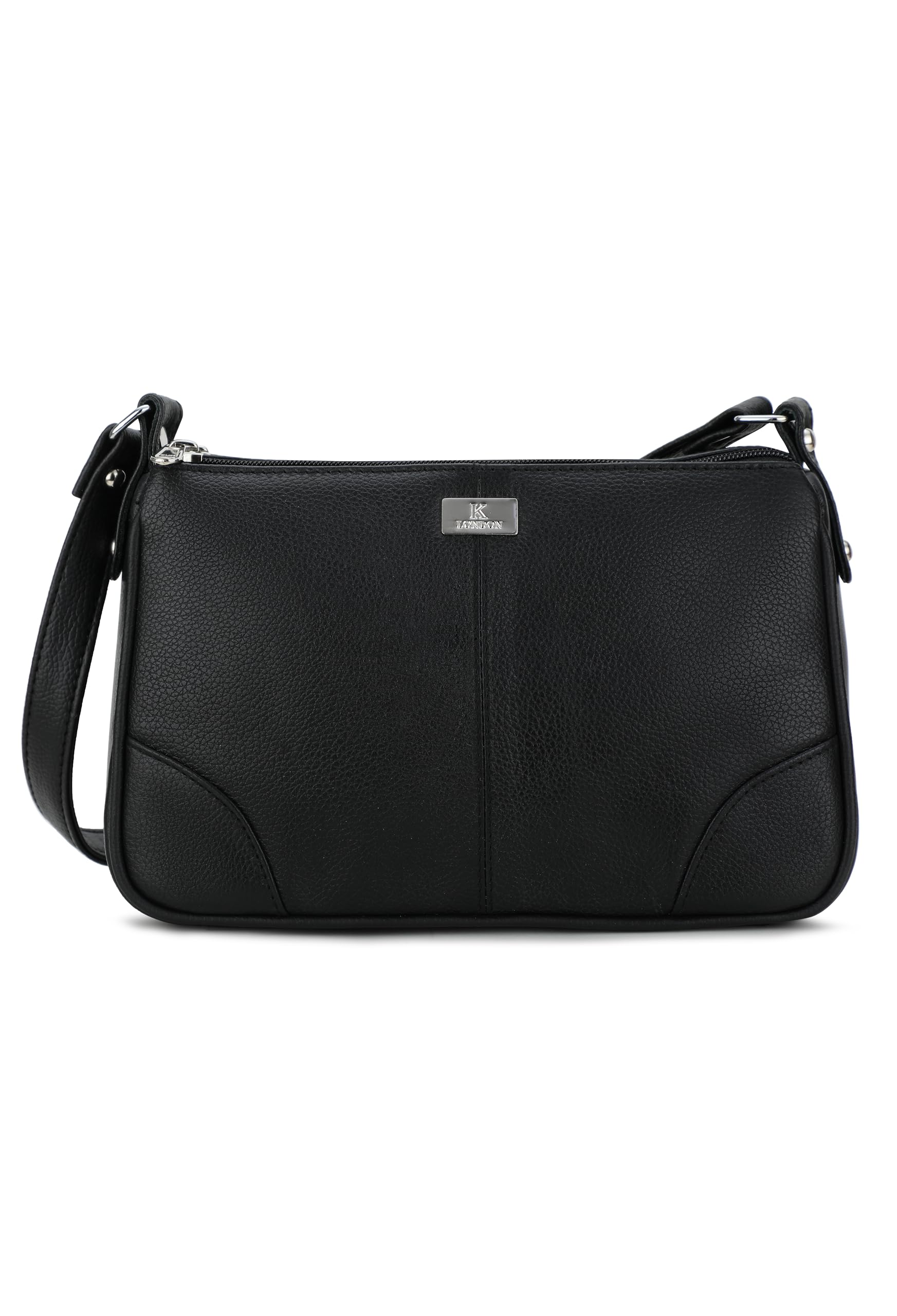 K London Real Leather Shoulder Bag | Bag For Mobile Phone| Mini Bag For Women & Girls | Shoulder Bag (Black) (2203_Black)