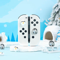 GeekShare Cute Silicone game console Thumb Grip Caps Kawaii Polar Animal Theme Thumbstick Caps Joystick Cover Compatible with Switch/OLED/Switch Lite - 2Pairs/4PCS - Penguin & Seal