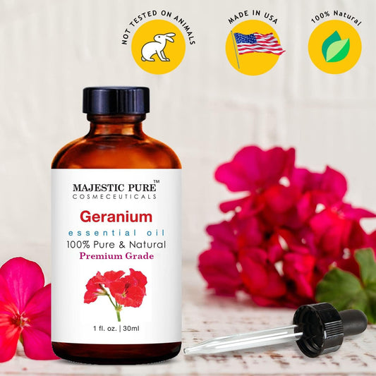 Majestic Pure Geranium (Pelargonium Asperum) Essential Oil Therapeutic Grade, 2 fl.Oz
