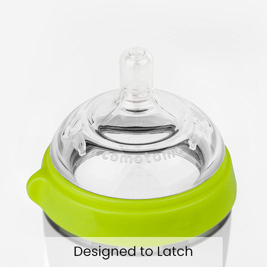 Comotomo Natural Feel Baby Bottle, Soft & Squeezy, Easy To Clean, Dual Anti-Colic Vent Bottle For Baby, Infants And Newborn 150ml, Green (Pack Of 2)