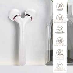 GESKE SmartAppGuided Sonic Facial & Body Roller 4 in 1 Derma Roller Device for Face and Body Dermaroll Professional Face Roller Tightens and Defines Body and Face
