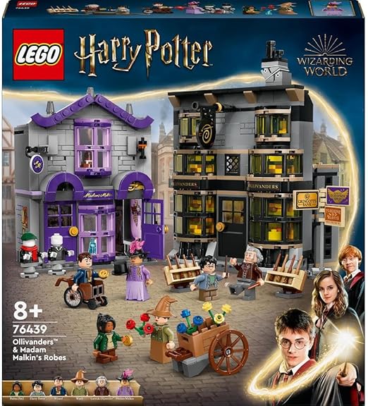 LEGO Harry Potter Ollivanders & Madam Malkin's Robes Set, Collectible Diagon Alley Wand and Clothes Shop Toys for 8 Plus Year Old Kids, Girls & Boys, with 6 Minifigures, Wizarding World Gifts 76439