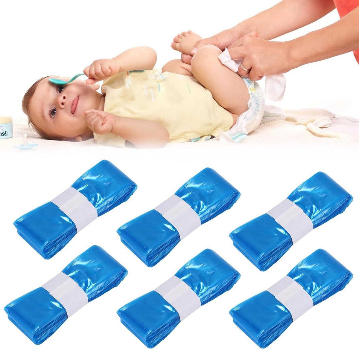 LBOYLOVE® 6 Pack Disposable Eco-Friendly Nappy Bin Refill Bags, 15 Foot Scented Diaper Bag, Diaper Bucket Refill Bag With Angelcare/Tommee Tippee/Twist And Click And Spross (Blue)