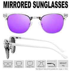 KANASTAL Polarized Horn Rimmed Sunglasses for Men and Women, Classic Half Frame Sun Glasses, Semi Rimless Shades for Womens 100% UV400 Protection Driving