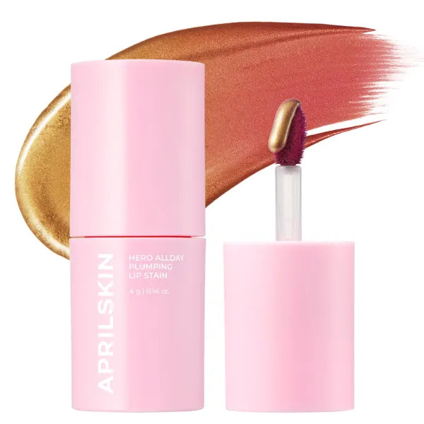 APRILSKIN Hero All Day Plumping Lip Stain, 24H Long-Lasting, Quick Visible Plumping for Fuller-Looking Lips | Smudge-Proof & Transfer Proof Wipe-Off Tint | Natural Rose - 0.14oz